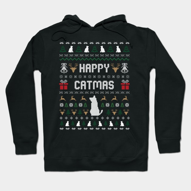 HAPPY CATMAS Christmas Cute Cat Lover Ugly Sweater Hoodie by star trek fanart and more